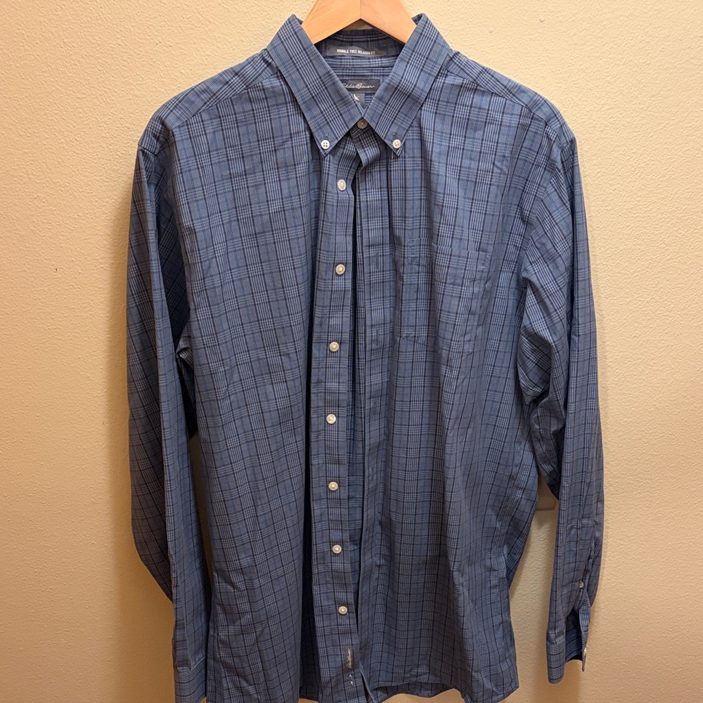 Eddie Bauer Blue Checked Button-Down Shirt